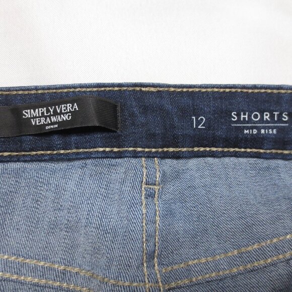 SIMPLY VERA WANG womens SHORTS blue DARK DENIM jean BUTTON_FLY mid-rise SIZE 12 - Picture 5 of 9